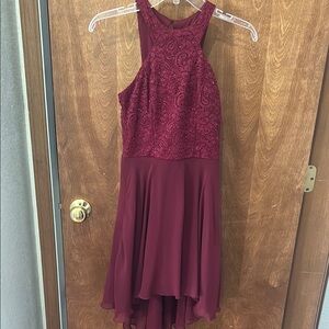 Elegant Burgundy Lace Dress